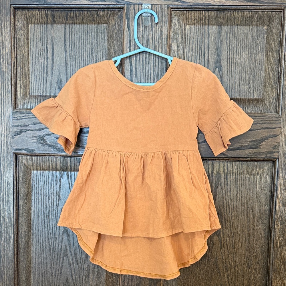 NWT Reverie Threads Dark Orange Ruffle Sleeve Tunic Top Size 100 (US size 4)